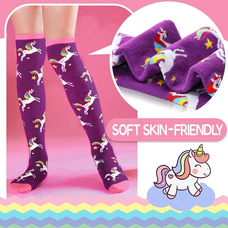 ANTSANG Kids Girls Knee High Socks Long Boot Crazy Silly Fun Gift Cute Tall Animal Socks for Child 6 Pairs - Image 2